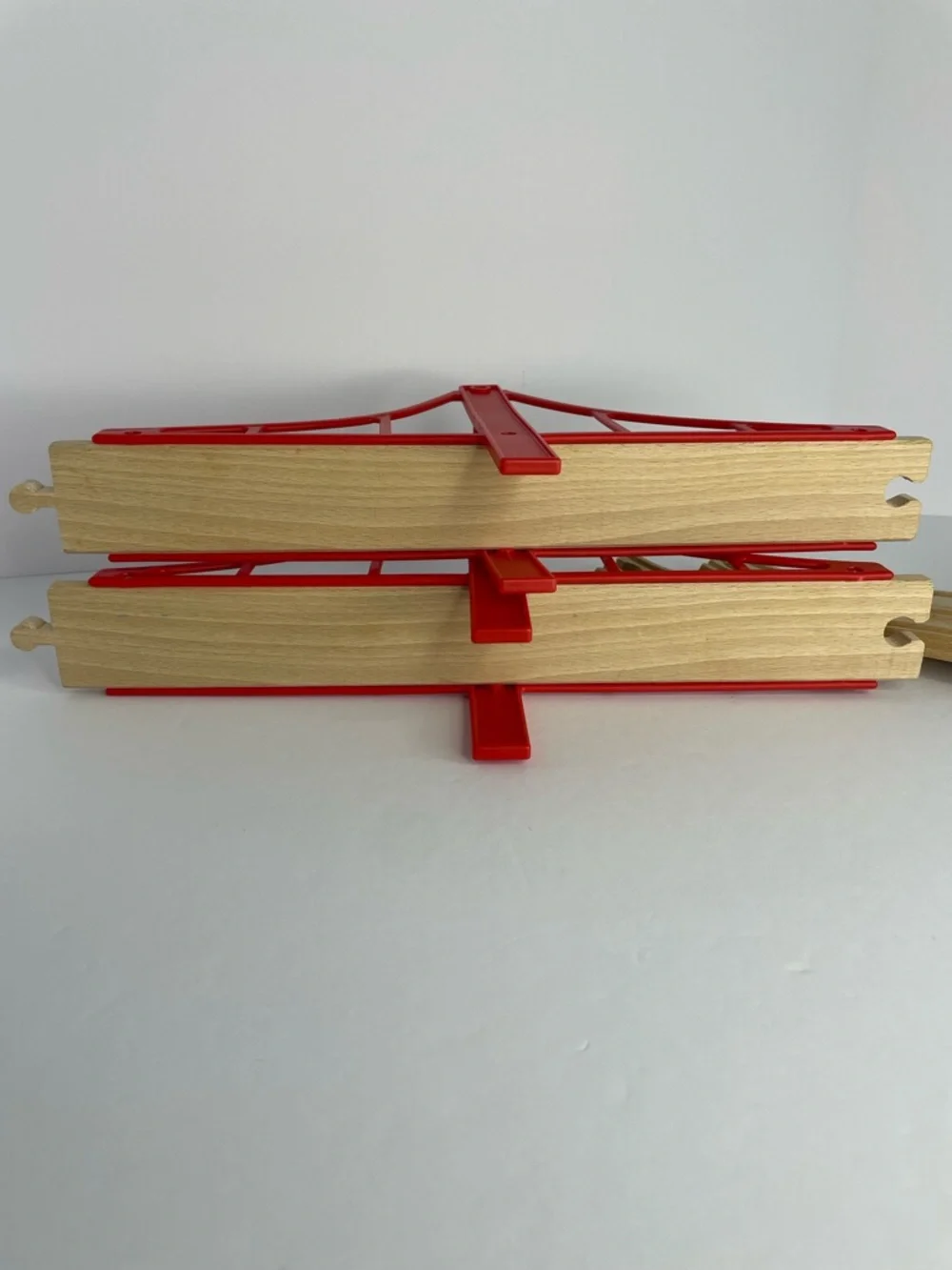 Brio Double Wooden Red Suspension Bridge 2 Ascending Track 1 Support Block - Picture 10 of 13